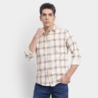 Men's 100% Cotton Casual Shirt , ऑफ व्हाइट, small