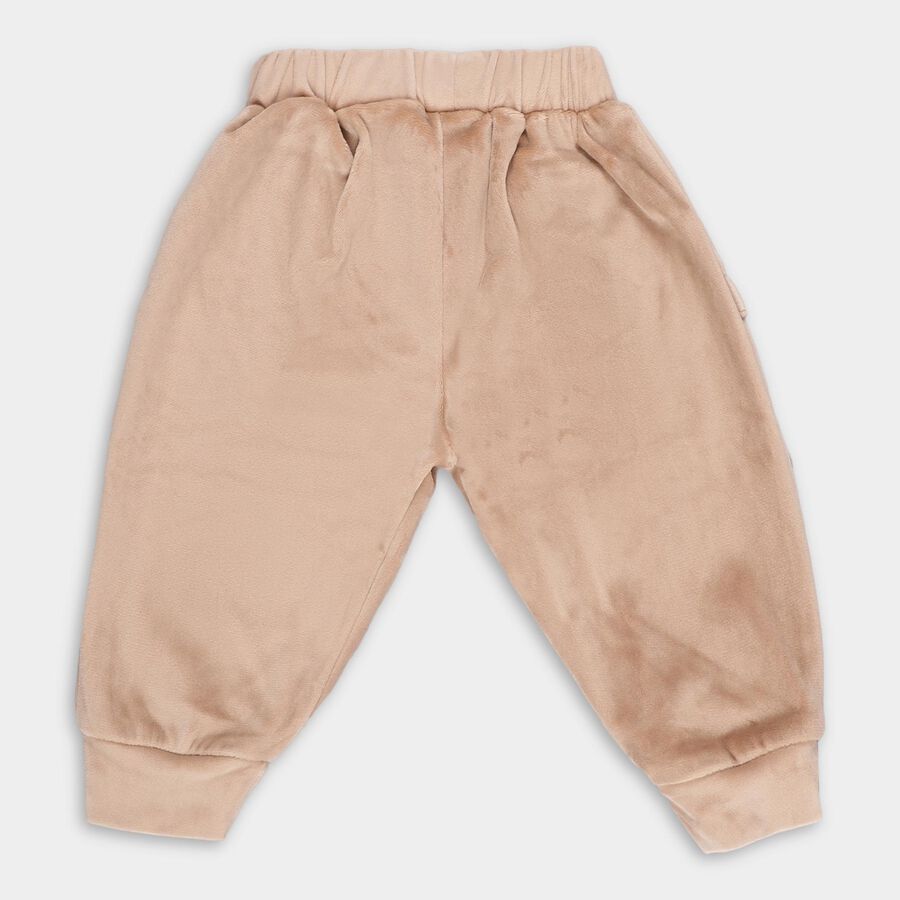 Infants Soft Beige Ruffled Elastic Waist Pyjama, Beige, large image number null