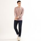 Men's Light Pink Crew Neck Striped T-Shirt, हल्का गुलाबी, small image number null