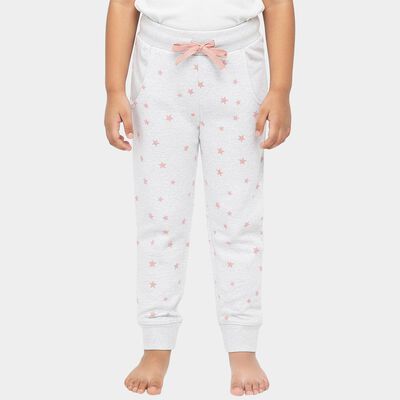 Girls' Light Grey Star Printed Cotton Blend Pyjama