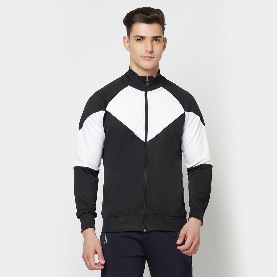 Cut & Sew Regular Collar Jacket, Black, large image number null