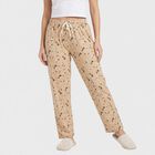 Women's Beige Straight Fit Floral Printed Cotton Blend Pyjama, गहरा पीला, small