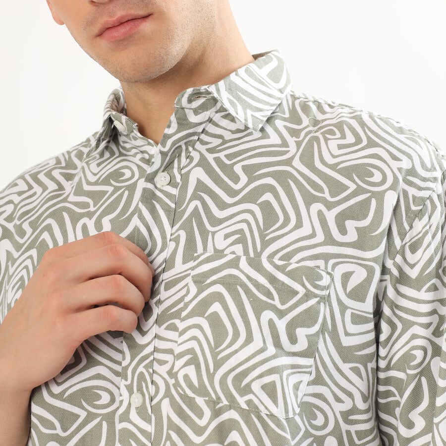 Men's Light Sage Green Cotton Spread Collar Casual Shirt, Light Green, large image number null