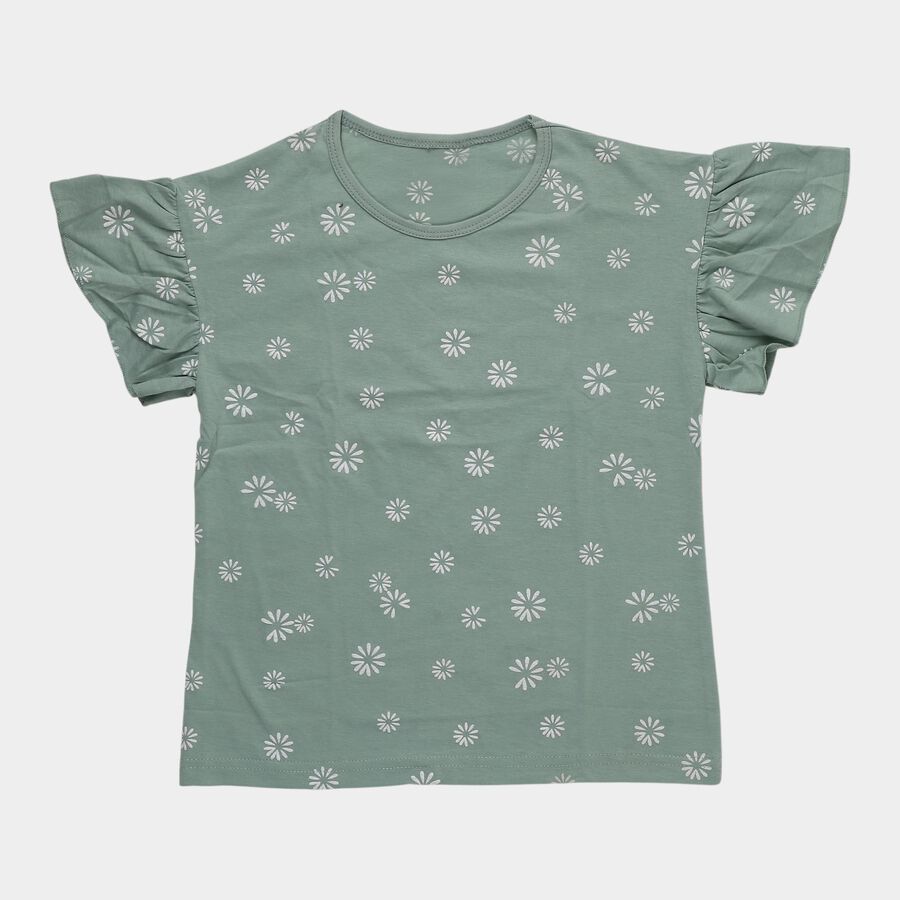 Girls' T-Shirt, हल्का हरा, large