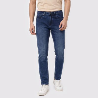 Men's Blue Slim Fit Washed Jeans