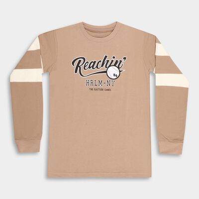 Boys' Muted Beige Crew Neck Casual Graphic T-Shirt