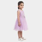 Girls' Lilac Sleeveless Lace Applique Fit and Flare Frock, लाइलेक, small