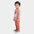 Infants' Coral 100% Cotton Round Neck Striped Baba Suit, Coral, small