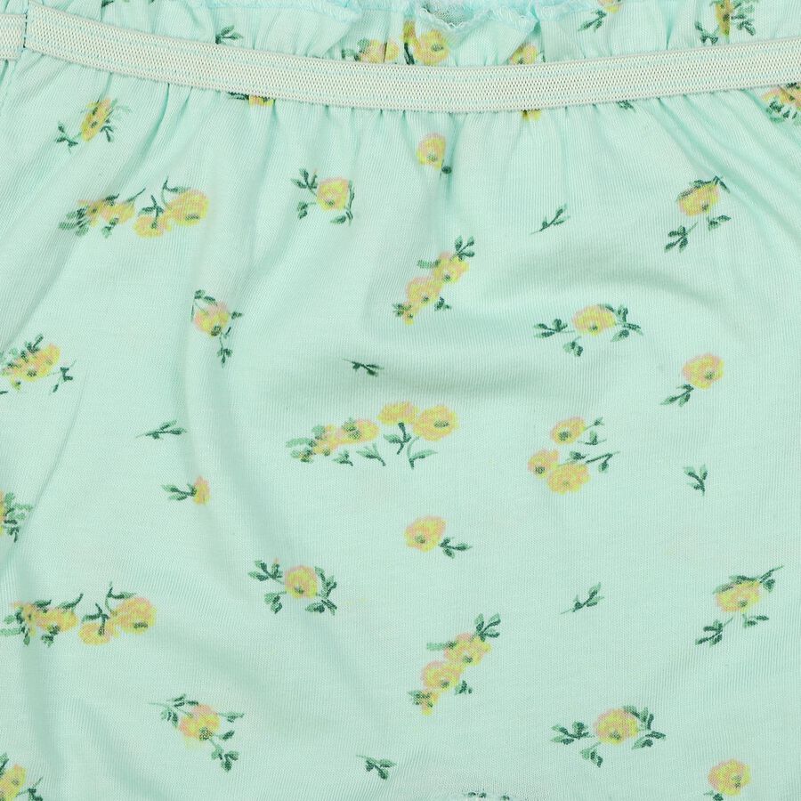 Girls' Mint Green Regular Fit Floral Ruffled Bloomer, Light Green, large
