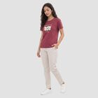 Women's Purple Cotton Round Neck Regular T-Shirt, बैंगनी, small