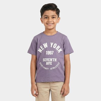 Boys Purple Crew Neck Regular Boys T-Shirt