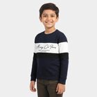 Boys' Navy Blue Crew Neck Pullover Sweatshirt, Navy Blue, small