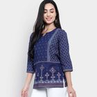 All Over Print Straight Kurti, Navy Blue, small image number null