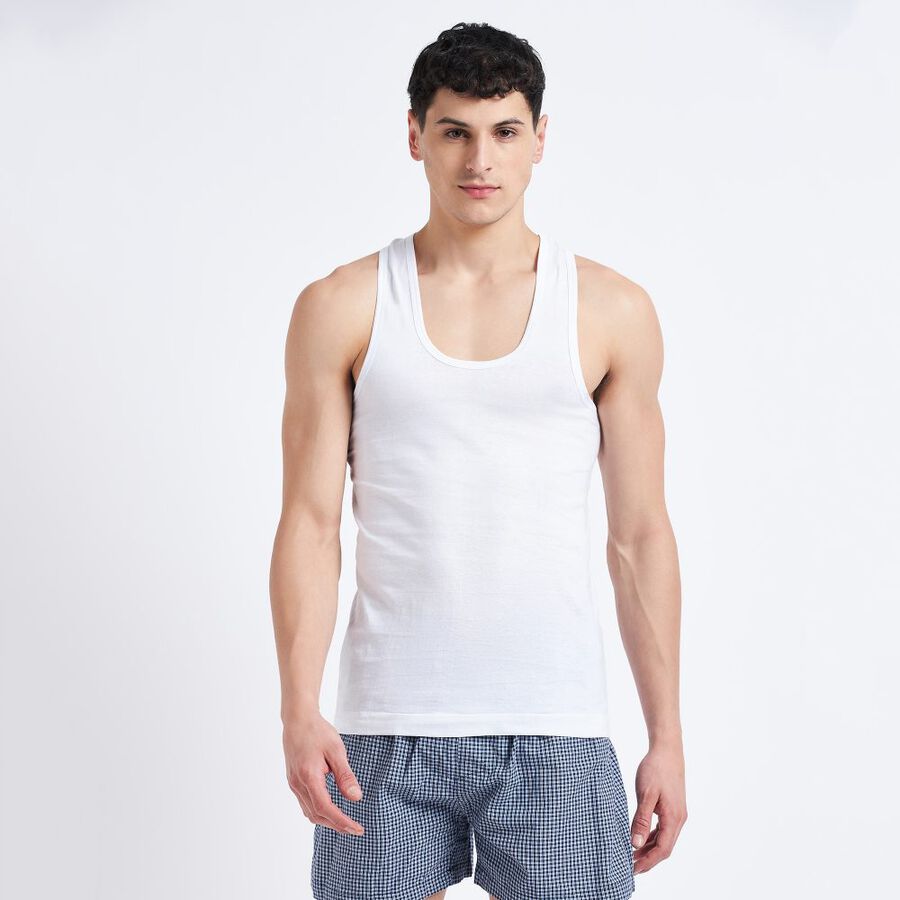Men's Cotton Vest, White, large image number null