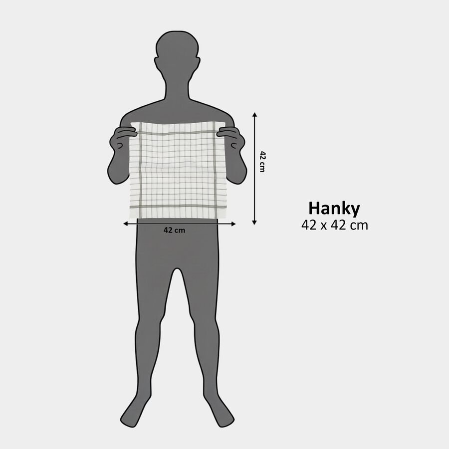 Men's Dark Grey Checked Pack of 3 Handkerchief, गहरा ग्रे, large