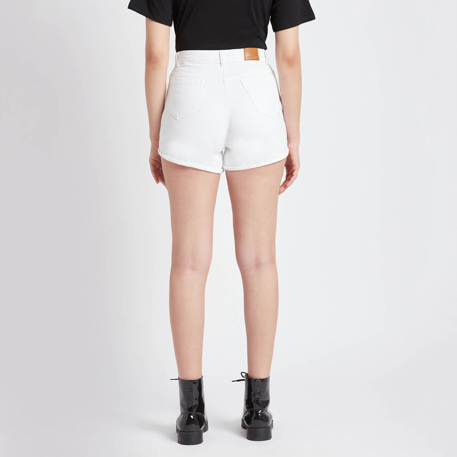 Cotton Solid Shorts, White, large image number null