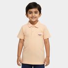 Boys' Soft Peach Cotton Polo Collar Classic T-Shirt, पीच, small