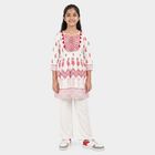 Girls Pink Round Neck Fusion Set Upper and Bottom Set, Pink, small