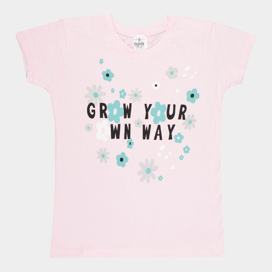 Girls Cotton T-Shirt, Light Pink, large image number null