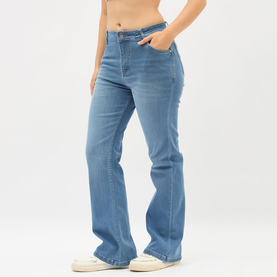 Ladies' 100% Cotton Jeans, Mid Blue, large image number null