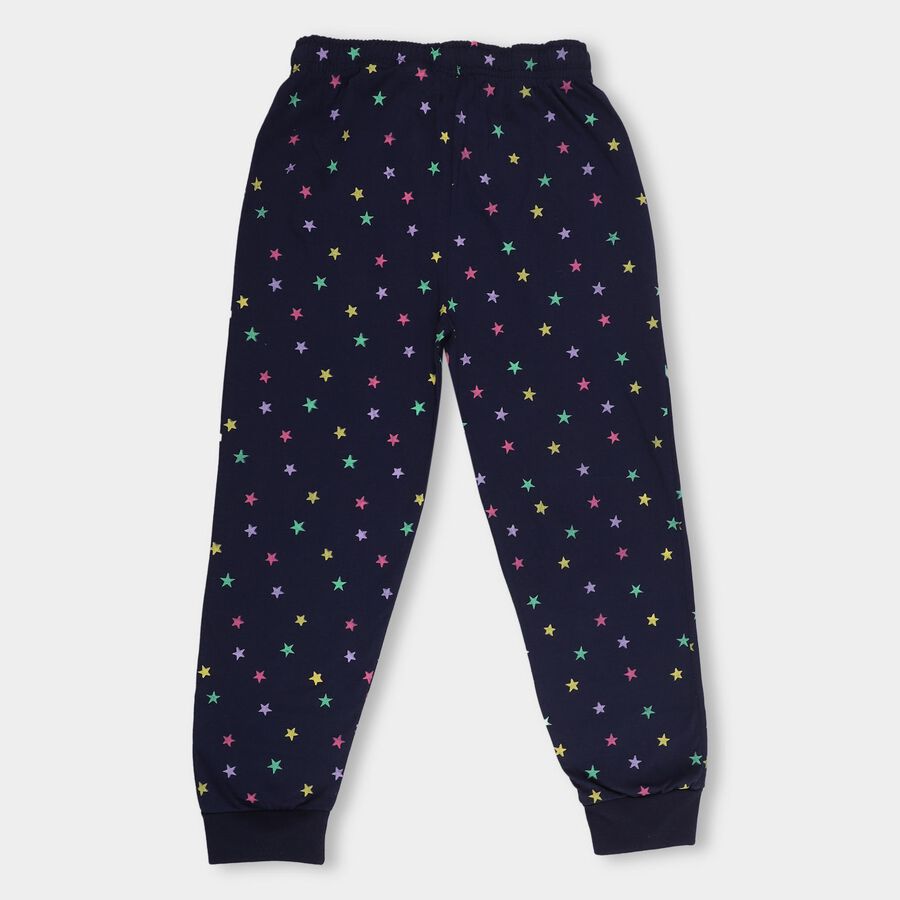 Girls' Deep Navy Blue Star Printed Jogger Pyjama, नेवी ब्लू, large image number null