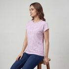 Women's Pink Round Neck Casual T-Shirt, गुलाबी, small