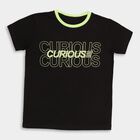 Boys' Half Sleeves T-Shirt , काला, small image number null
