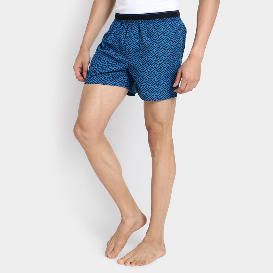 Men's 100% Cotton Boxers, गहरा नीला, large