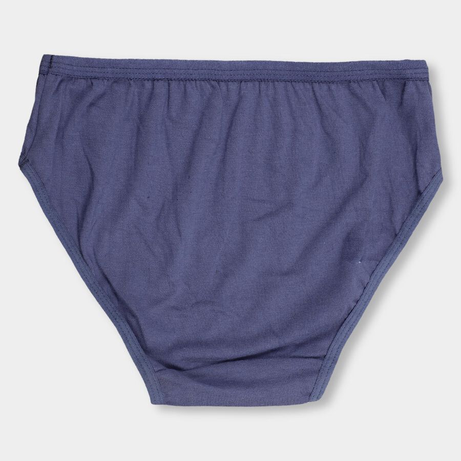 Girls' Muted Dusty Pink And Deep Midnight Blue V-Cut Printed And Solid Panty, Dark Blue, large image number null