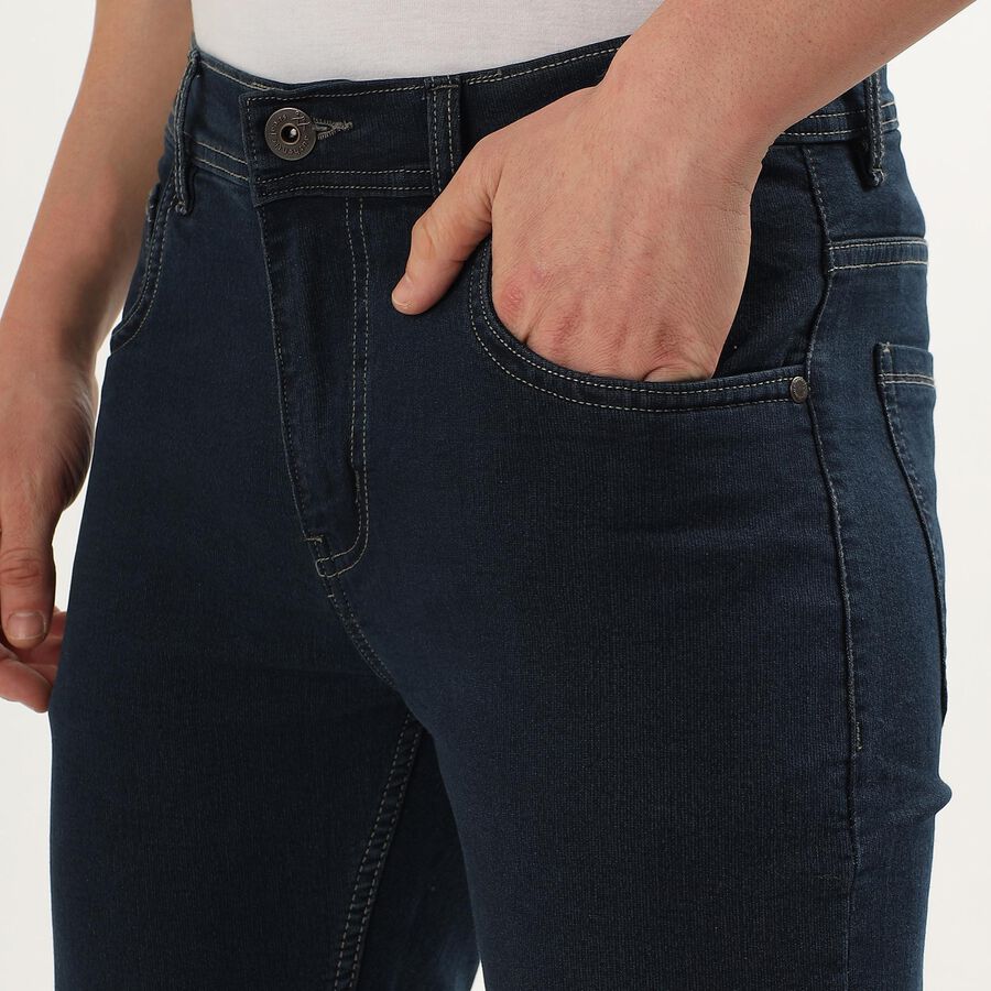 Men's Deep Indigo Slim Fit Five-Pocket Jeans, Dark Blue, large image number null