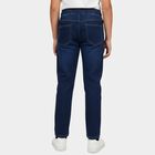 Boys' Blue Regular Fit Stretchable Jeans, गहरा नीला, small