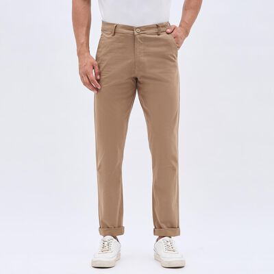 Men's 100% Cotton Cross Pocket Slim Fit Casual Trousers