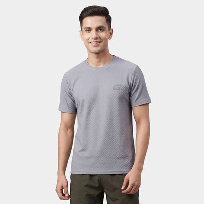 Men's Grey Crew Neck Athleisure T-Shirt