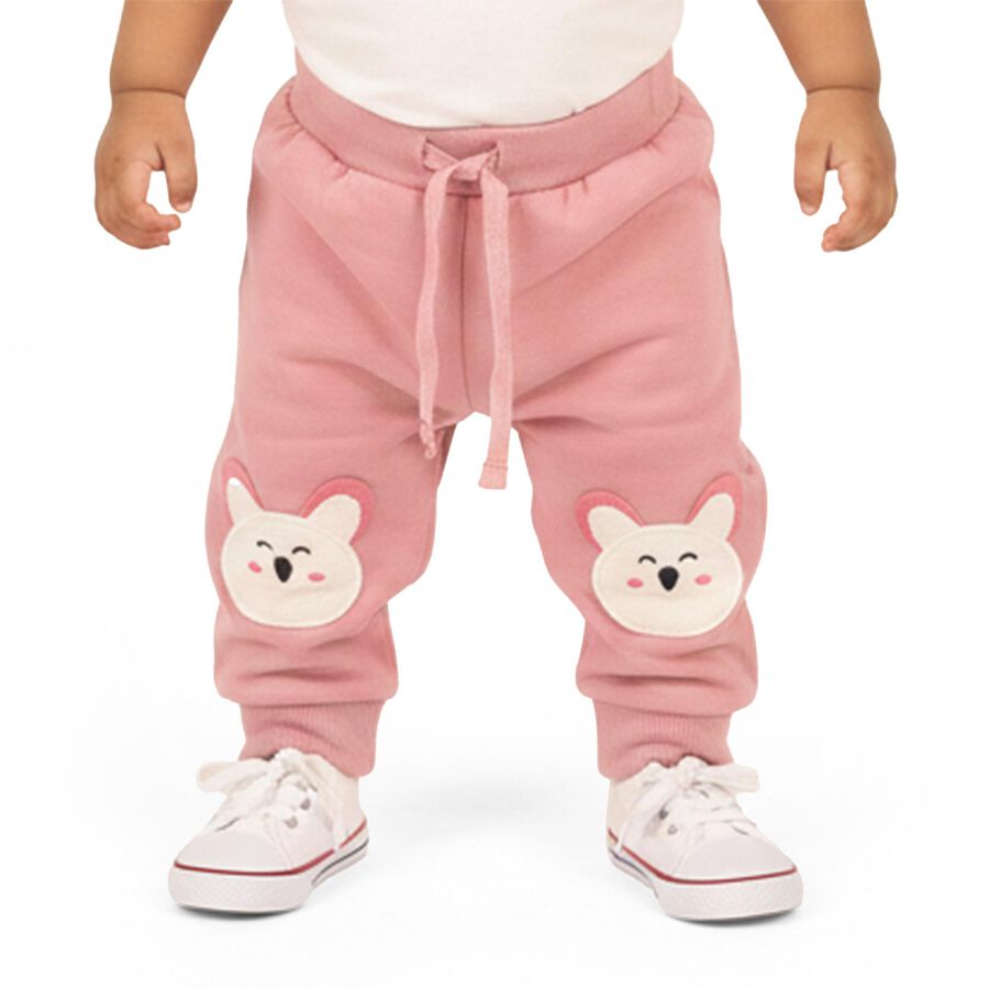 Infants' Soft Pink Bear Patch Cotton Blend Pyjama, हल्का गुलाबी, large image number null