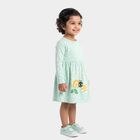 Girls' Mint Green Fit and Flare Polka Dot Applique Frock, Light Green, small