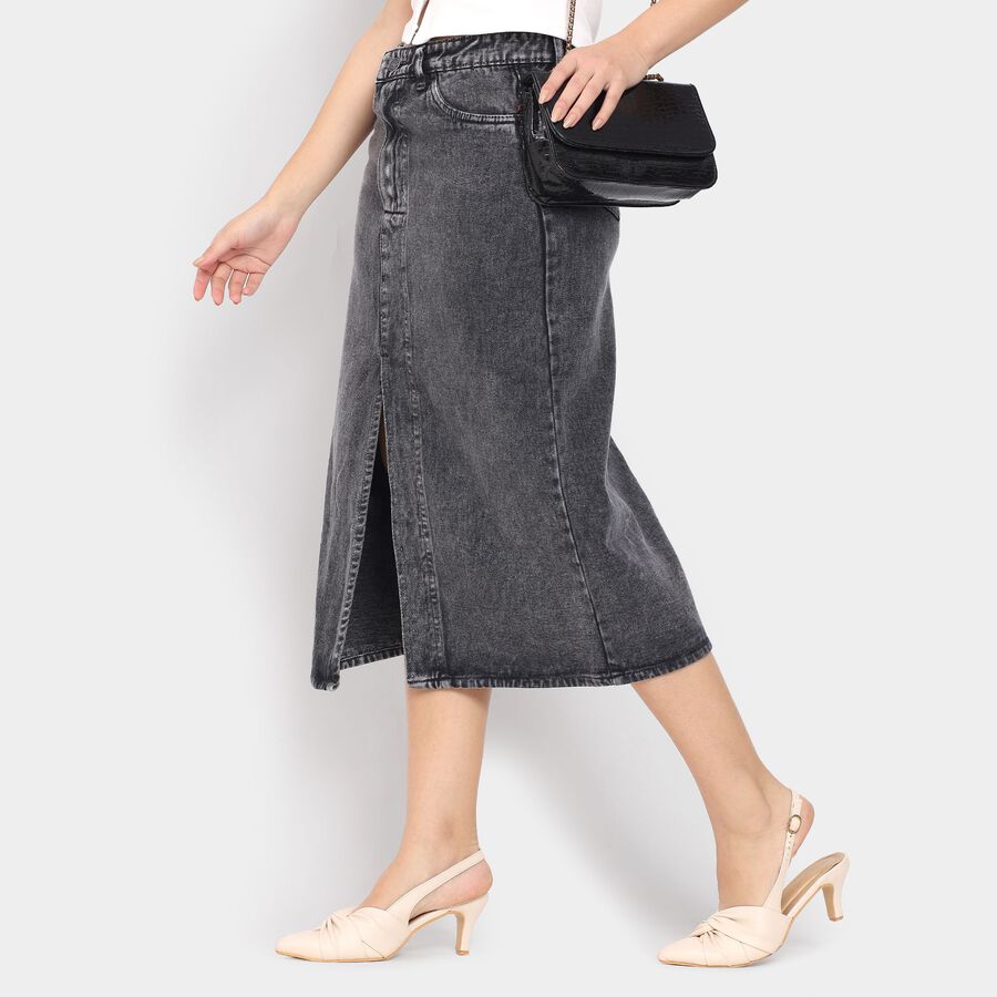 Ladies' 100% Cotton Skirt , Black, large image number null