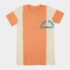 Boys Orange Cotton Round Neck Casual Half Sleeve T-Shirt, Orange, small