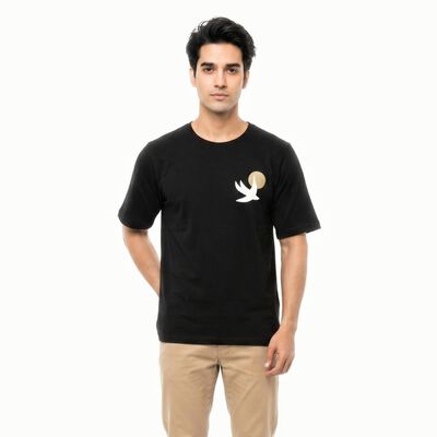 Men's Black Cotton Round Neck Regular T-Shirt
