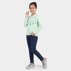 Girls' Mint Green Round Neck Regular Top, हल्का हरा, small