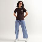 Ladies' 100% Cotton Round Neck T-Shirt , Brown, small