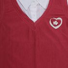 Girls' Pink V-Neck Preppy T-Shirt, Pink, small