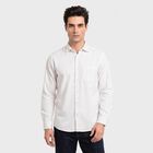 Men's White Cotton Casual Shirt, White, small
