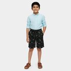 Boys' Black Cotton Regular Fit Bermuda Shorts, काला, small