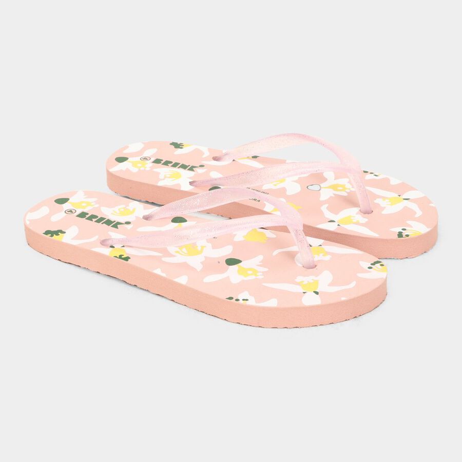 Womens Printed Sliders, पीच, large image number null