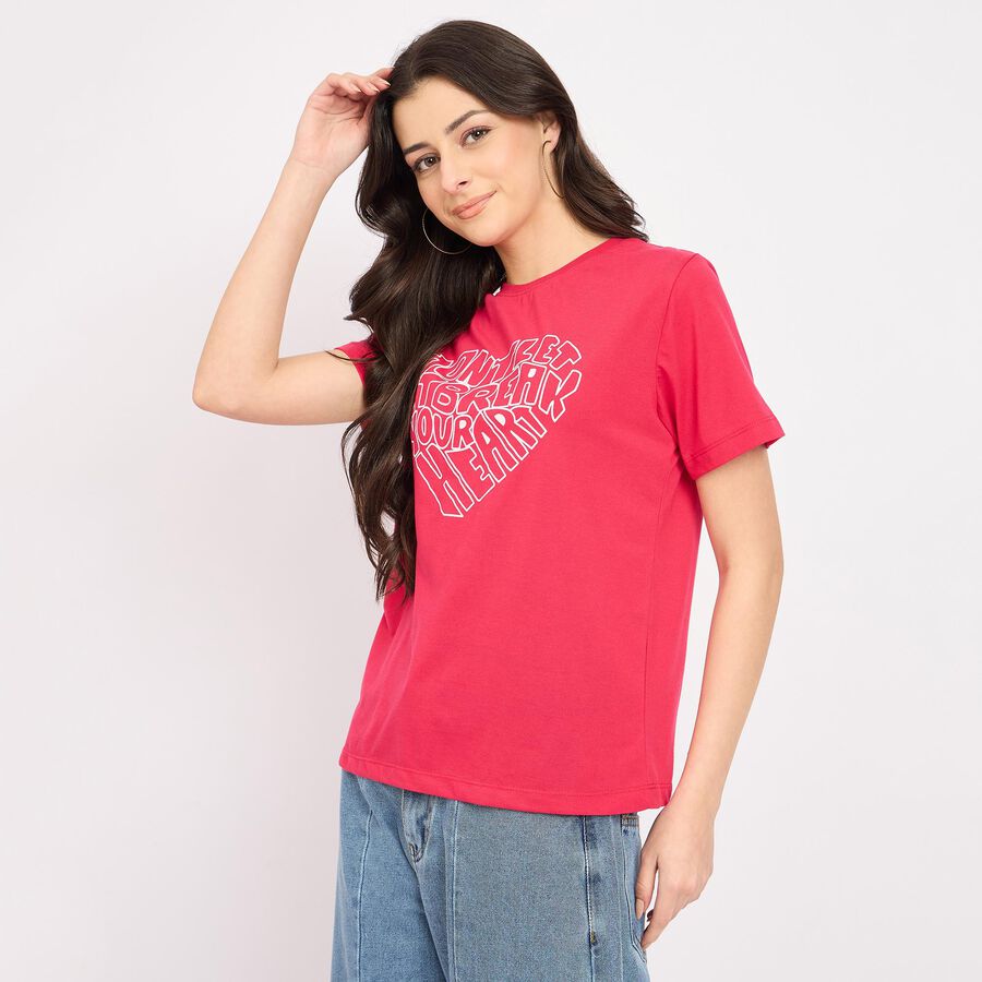 Ladies' Round Neck T-Shirt , Fuchsia, large