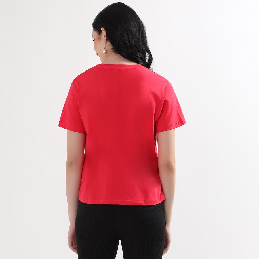 Ladies' 100% Cotton Round Neck T-Shirt, मूँगा (कोरल), large image number null