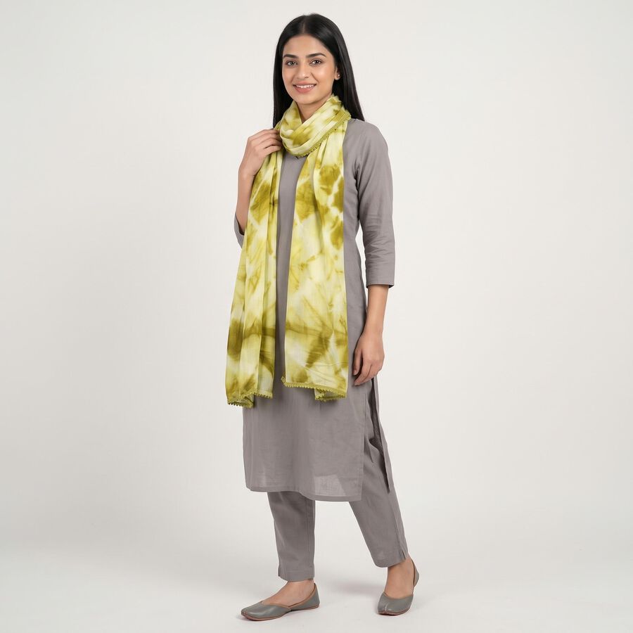 Women's Green Printed Dupatta, हल्का हरा, large