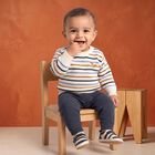 Infants' Off White Crew Neck Striped Pullover, Off White, small