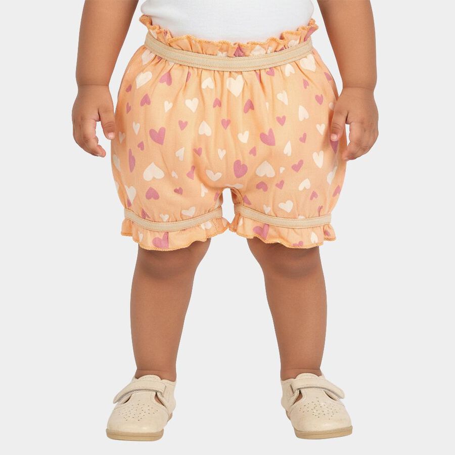 Girls' Peach Regular Fit Heart Print Bloomer, पीच, large