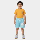 Boys Light Blue Regular Fit Graphic Print Bermuda Shorts, Light Blue, small